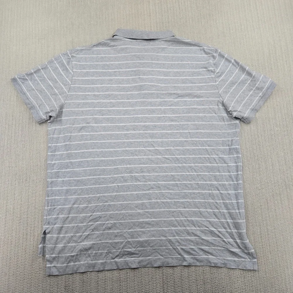 Polo Ralph Lauren Polo Shirt Mens 2XL Gray White Stripe Pima Cotton Flesh Pony